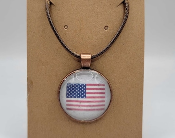 Patriotic Cord Necklace-American Flag