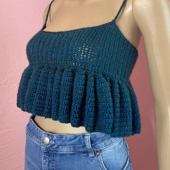トップス Crochet frill knit tops andmary ANDMARY】Crochet frill knit tops