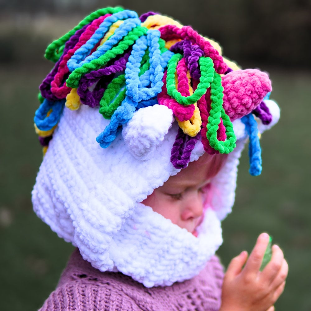 30 Hoodie Crochet Patterns: Cozy Pullovers, Animal Hoods, and Giftable Crochet Ideas 30 Unicorn Balaclava Turtleneck Hoodie Pattern
