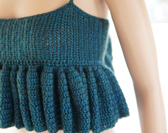 トップス andmary Crochet frill knit tops ANDMARY】Crochet frill knit tops
