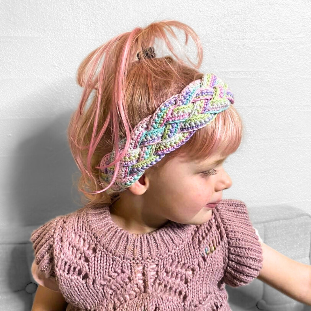 Bandeau Au Crochet Coloré Motif Soleil Pour Fille - Élastique, Pour Cheveux, Style Bohème