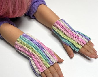 Patrón fácil de guantes sin dedos a crochet: mitones para principiantes (bebé, niño, adulto)