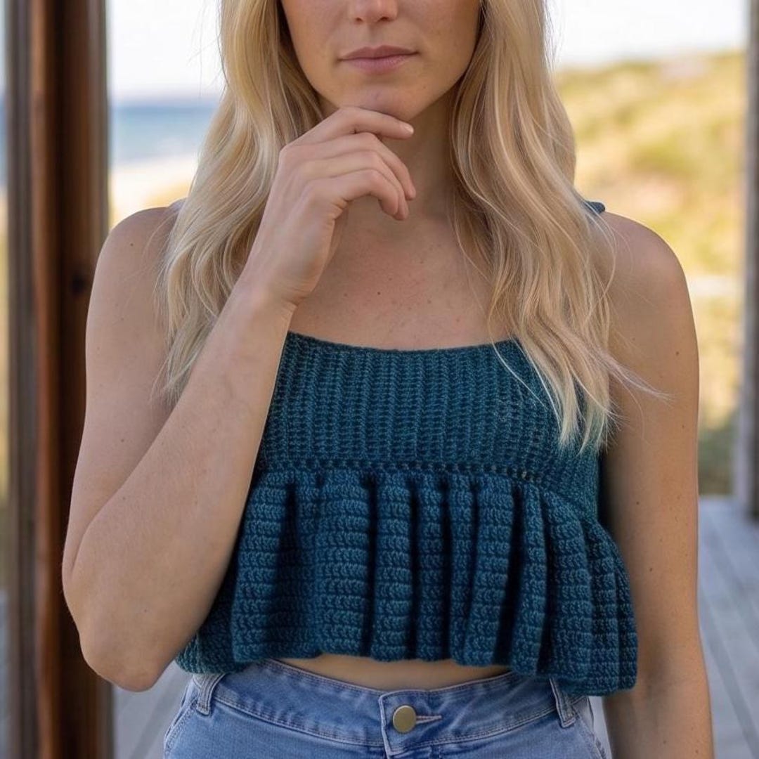 Ruffle Top Crochet Pattern – Metallic Yarn (PDF Pattern) - Etsy