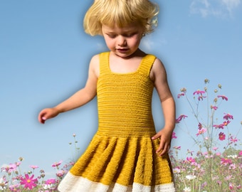 Crochet Summer Dress Pattern, Girls Sizes 1-5 Years (PDF Pattern)