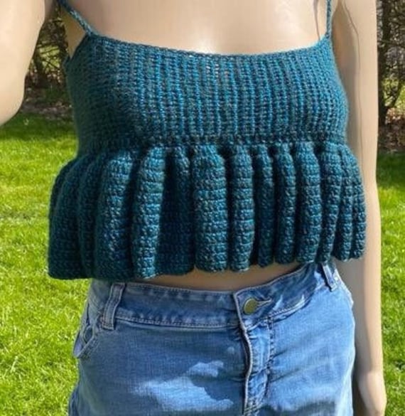トップス Crochet frill knit tops RUFFLE TOP Crochet Pattern - EASY Crochet Top Pattern