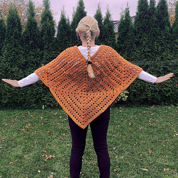Granny Square Crochet Poncho Pattern: Beginner Friendly (PDF
