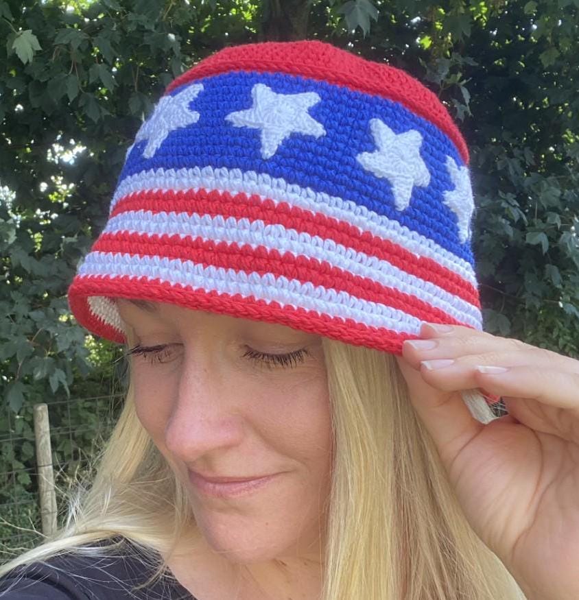 American Flag Crochet Bucket Hat Pattern (PDF) - Etsy