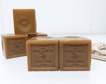 3er-Pack authentische französische Marseille-Seife – je 8,8 oz (250 g) – hochwertig handgefertigt mit 100 % nativem Olivenöl – parfümfrei – natürlich