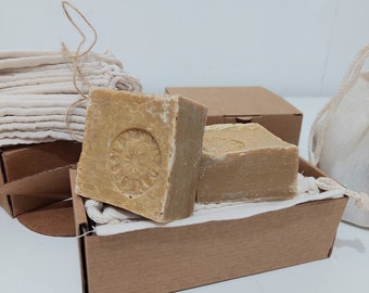 2 Pack Sulfur Soap (Fine-Grained Sulfur) From ALEPPO %30 Sulfur - 70 Virgin Olive Oil - Natural & Hadmade-High Quality From ALEPPO
