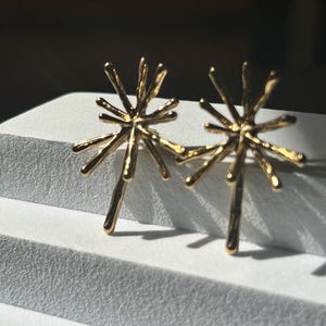 Gold Silver Stud Earrings | Statement Earrings | Waterproof Tarnish-Free Hypoallergenic | Bold Sculptural Earrings for Women