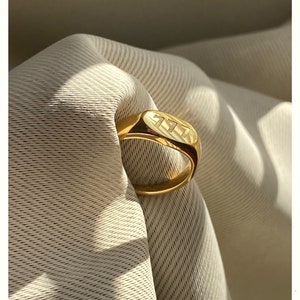 777, Ring, 18K Gold, Angel Number Ring, Lucky Ring, Anniversary Gift, Minimalistic Jewelry, Gift for her, Waterproof, Good luck-7