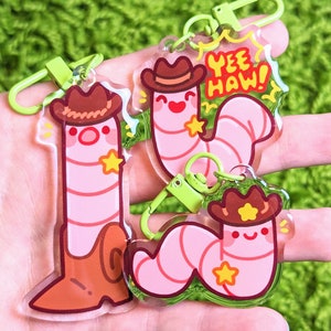 Cowboy Worm Acrylic Keychains!