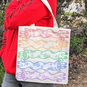 Rainbow Wiggly Cow Tote Bag!