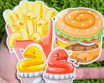 Snake Snack Fast Food Waterproof Sticker Set!
