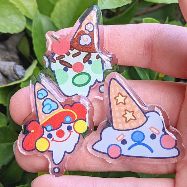 Ice Cream Clown Acrylic Pins! 1.5in