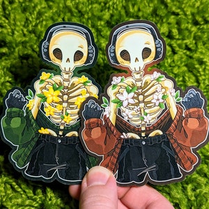Aesthetic Flower Rib Skeleton Waterproof Stickers!
