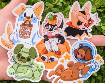 Halloween Puppies Waterproof Sticker Set!