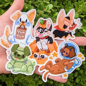 Halloween Puppies Waterproof Sticker Set!