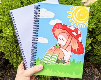 Red Mushroom Ghost Hardback Dotted Notebook!