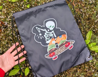 Skeleton Ghost Skater Drawstring Bag!