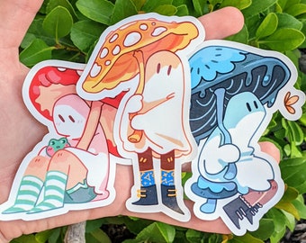 Cute Mushroom Ghost Waterproof Sticker Set! V6