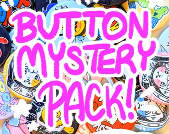 1.5" Mystery Button Packs of 3, 5, 10 or 15