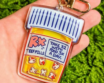 Teeth Pills Shaker Keychain!