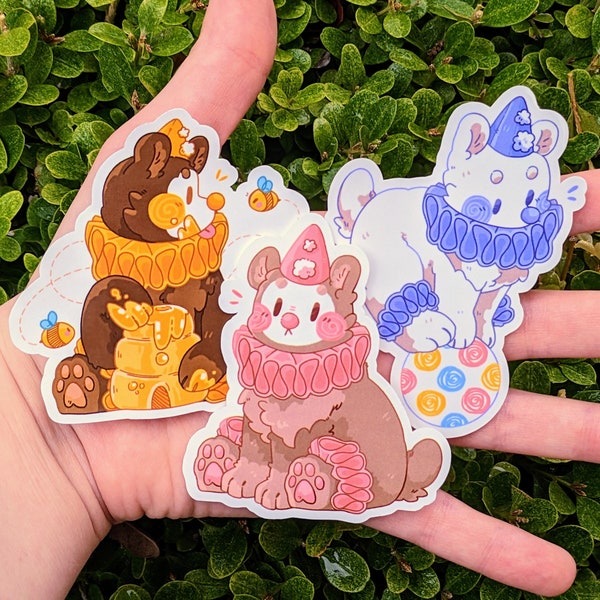 Clown Bear Waterproof Stickers!