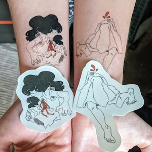 Floating Split Girl Temporary Tattoo! Waterproof