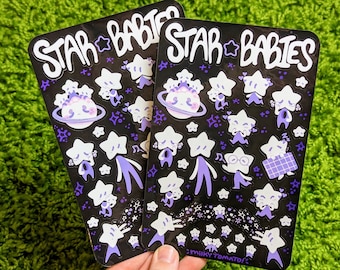 ¡Hoja de pegatinas impermeables de Star Babies!