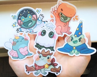 Frogs in Costumes Waterproof Sticker Set!