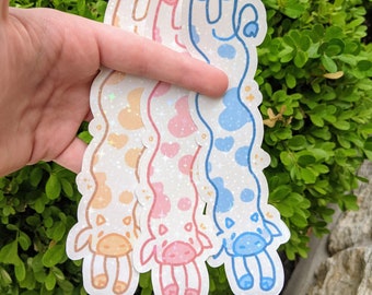 Sparkly Long Cows Waterproof Stickers!