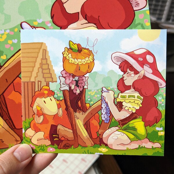 Mushroom Elf & Pumpkin Head 4x5 Glossy Mini Prints!