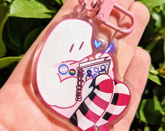 Striped Socks Ghost Keychain!