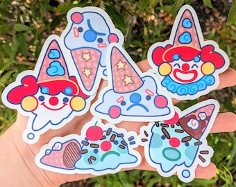 Ice Cream Clowns Waterproof Sticker Set!