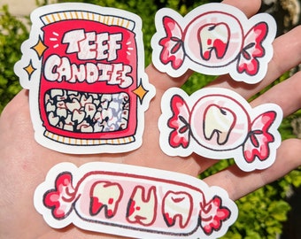 Teeth Candy Waterproof Sticker Set!