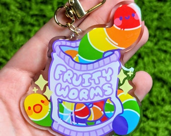 Pride Fruity Worm Acrylic Keychain!