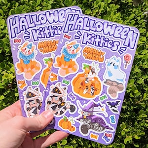 Halloween Kittens Waterproof Sticker Sheet!