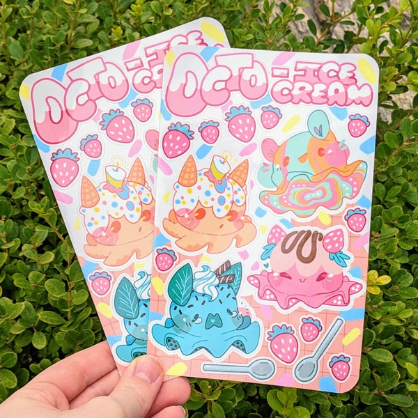 Octo Ice Cream Waterproof Sticker Sheet!