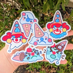 ¡Set de pegatinas impermeables de payasos de helado!