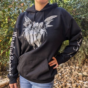 Felpa con cappuccio Black Fallen Angel - IMMAGINE FRONTALE