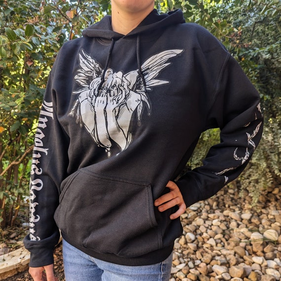 Black Fallen Angel Hoodie - FRONT IMAGE - Etsy Canada