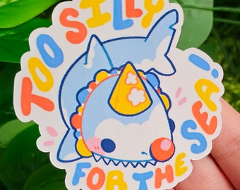 Too Silly for the Sea Clown Shark Sticker