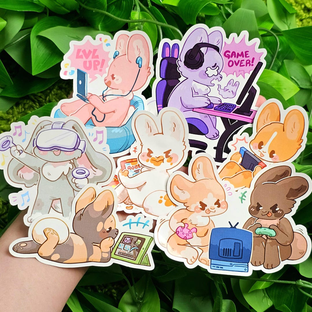 Rabbit Game Sticker Hobby Bunny Gamers Sticker - Etsy