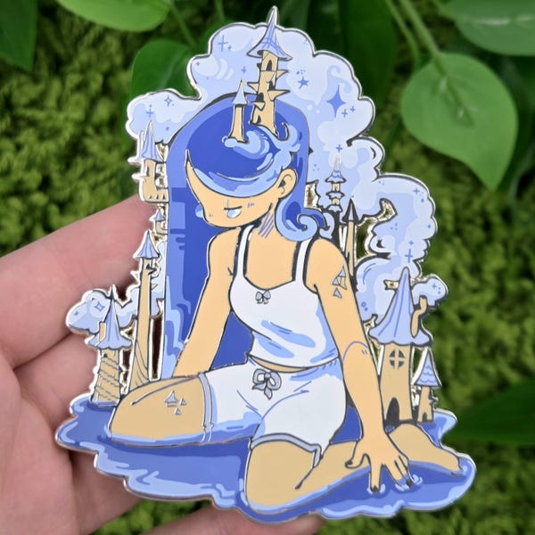 Sand Burg Mädchen Emaille Pin!