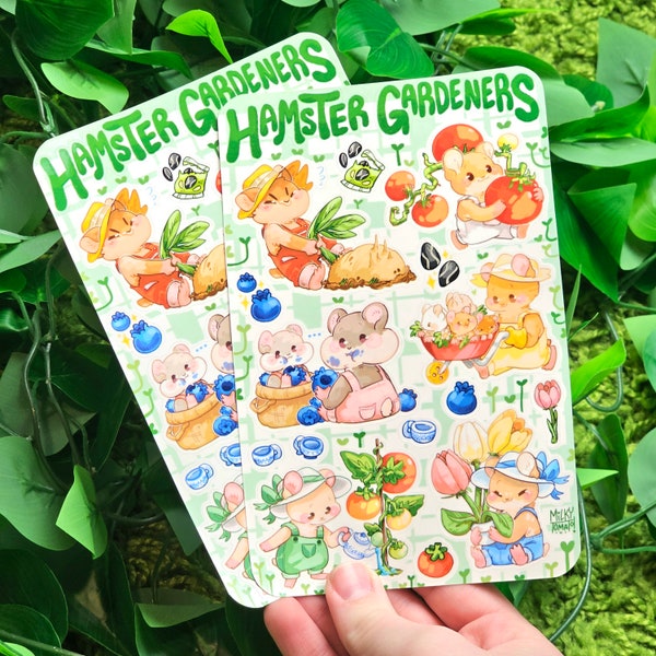 Hoja de pegatinas de jardineros de hámster