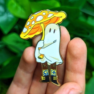 Yellow Mushroom Ghost Enamel Pin! 1.5in