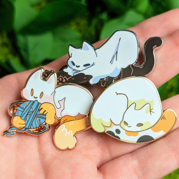 Cute Ghost Cat Enamel Pins!