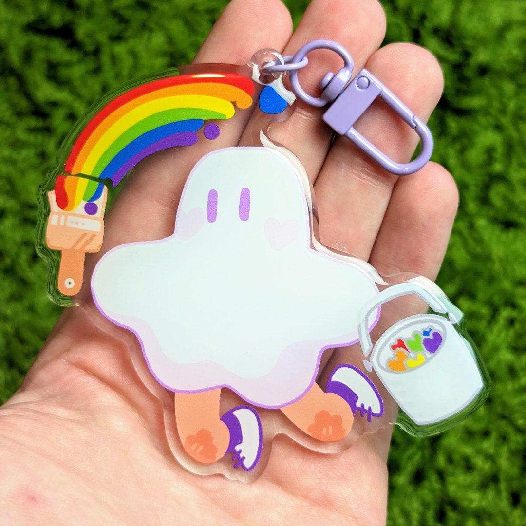 Rainbow Pride Painting Ghost Acrylic Keychain! - Etsy