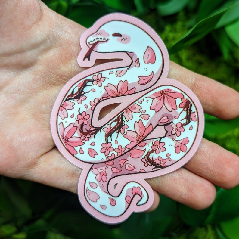 Color Tattoo Snake Waterproof Stickers Cherry Blossums